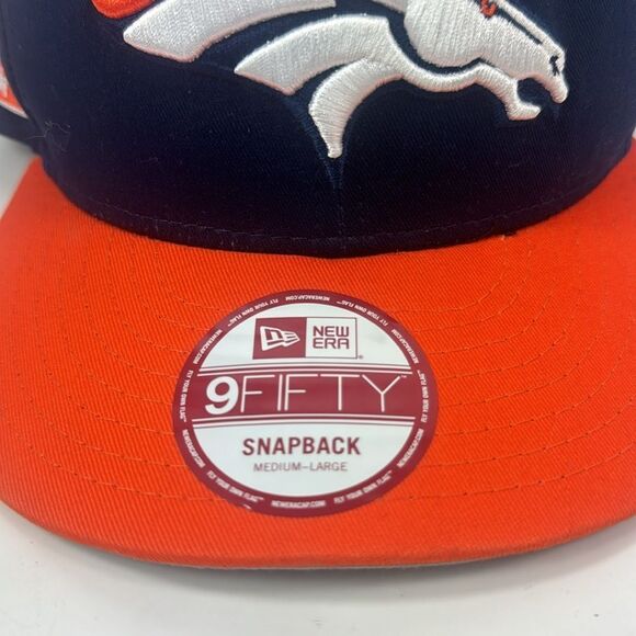 New Era Denver Broncos Navy Blue Baycik 9FIFTY Mens Snapback Hat - Picture 13 of 13